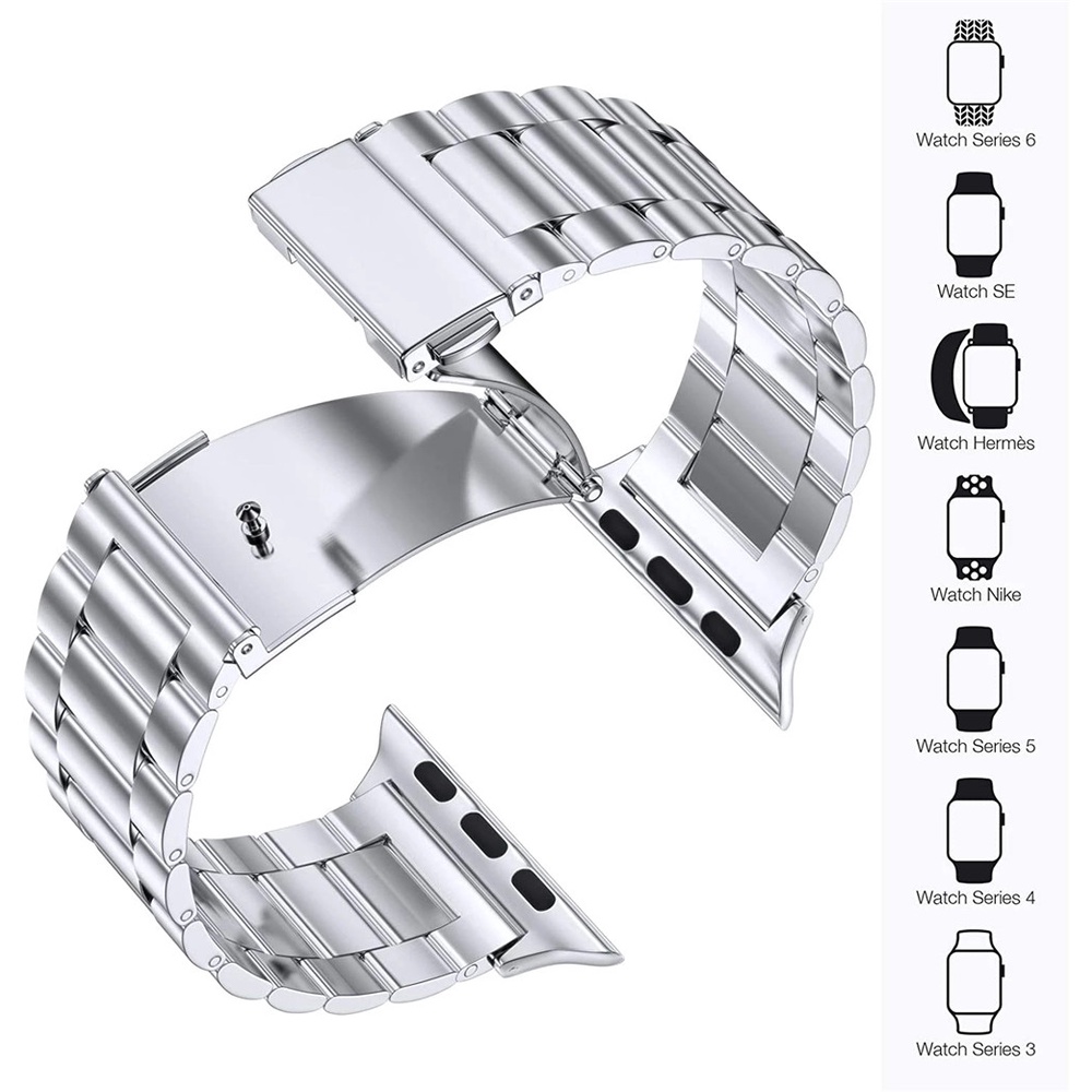 Dây Đeo Inox Cho Đồng Hồ Thông Minh iWatch Series 7 / 6 / 5 / 4 / 3 / SE 45mm 41mm 44mm 40mm 42mm 38mm