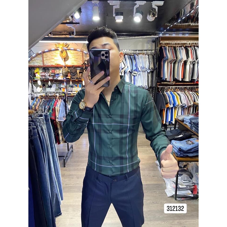 Áo sơ mi nam dài tay Kẻ viền thanh lịch Chất vải mềm mịn chống nhăn xù