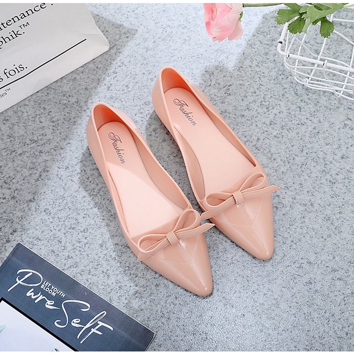 Giày nhựa cao su cao cấp bền đẹp đi nước thoải mái đế 3cm đính nơ cực xinh hàng chuẩn loại 1 GN13