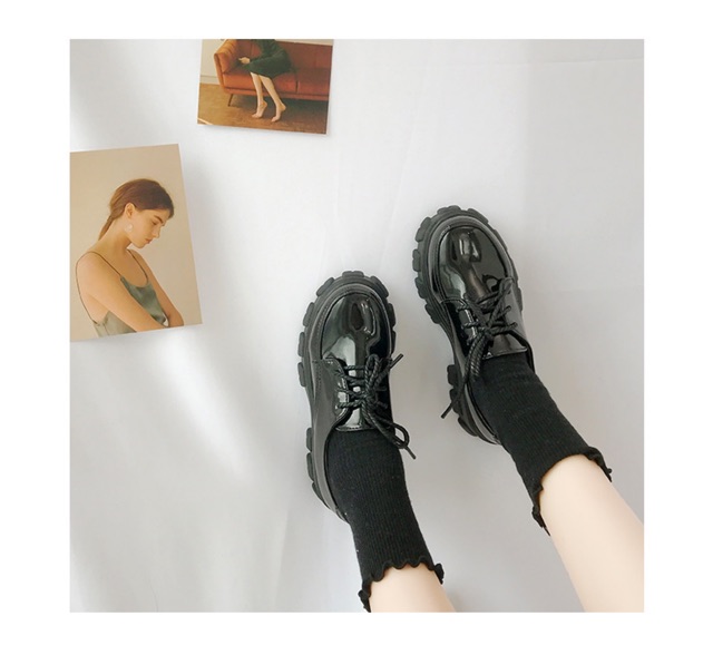 [Có sẵn+ảnh thật] Giày oxford đế răng cưa cao 5cm phong cách Ulzzang Hàn Quốc mã 01