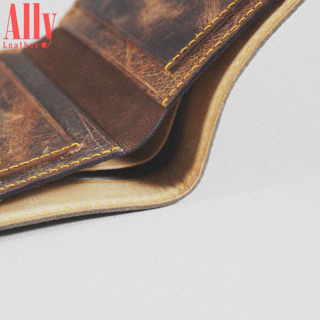 Ví Da Bò Nam Handmade Vân Cá Mập Cao Cấp | Ally Leather - L02