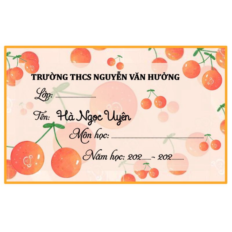 Combo nhãn vở trái cây dễ thương. Nhắn tin để điền tên theo yêu cầu nha!