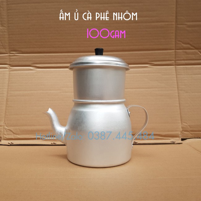 Phin nhôm ủ caphe 100g - 200g có ấm với vòi rót tiện dụng - Phin caphe nhôm to 100g 200g - Máy móc pha chế giá sỉ TM