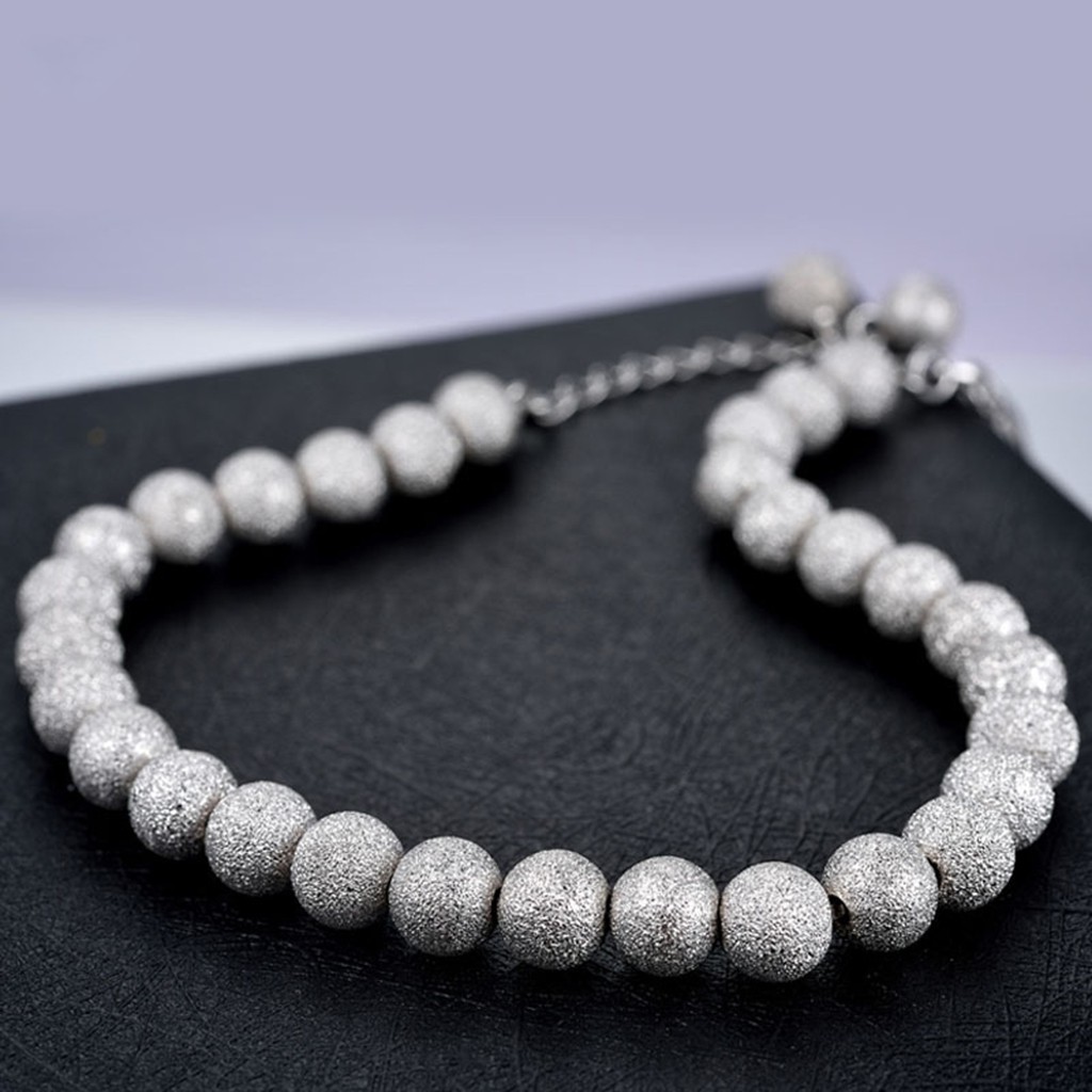925 vòng tay bạc nguyên chất cho phụ nữ hạt cầu nguyện hạt tròn hạt rỗng vòng tay thời trang đồ trang sức