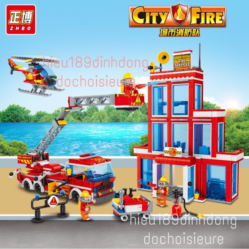 Lắp ráp xếp hình NOT Lego city 5555 : Trung tâm trạm cảnh sát cứu hỏa 783 mảnh