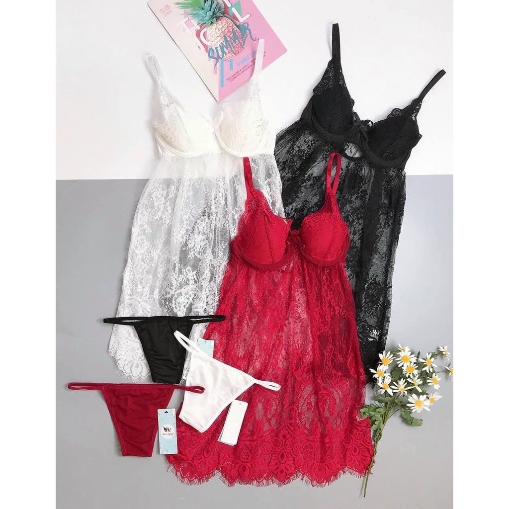 Váy ngủ sexy ren hoa ngực xuyên thấu hàng nhập cao cấp | BigBuy360 - bigbuy360.vn