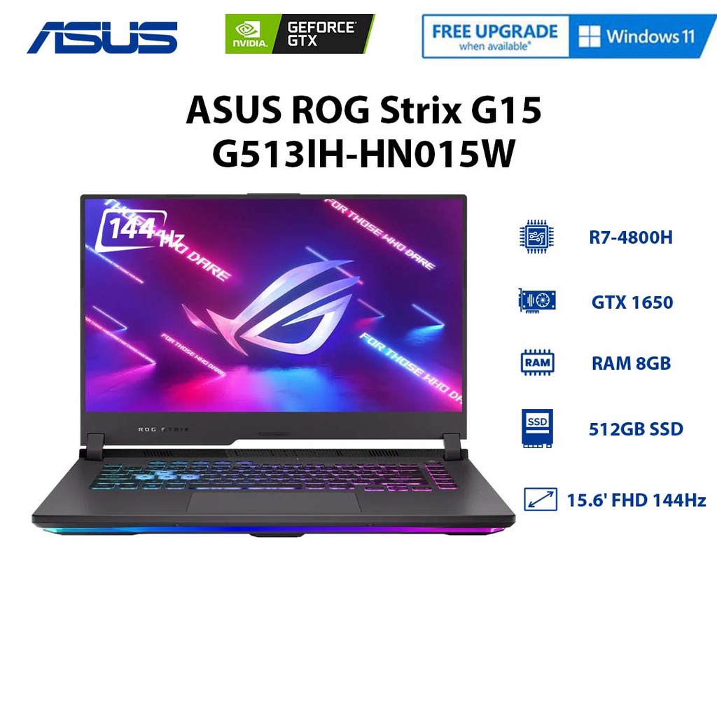 [Mã ELLAP4 giảm 400K] Laptop ASUS ROG Strix G15 G513IH-HN015W R7-4800H | 8GB | 512GB |GTX 1650 4GB | BigBuy360 - bigbuy360.vn