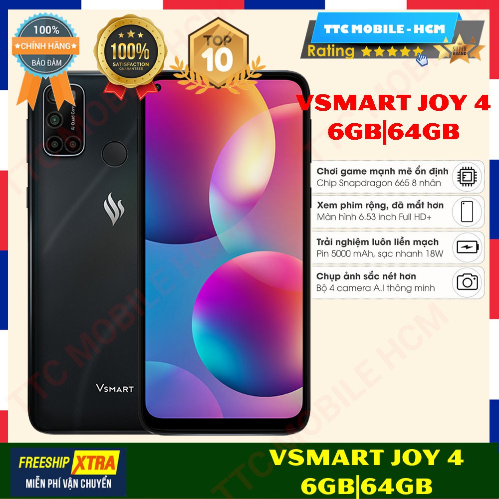 [NGUYÊN SEAL] Điện thoại Vsmart Joy 4 (6GB/64GB)  - Hàng Chính Hãng
