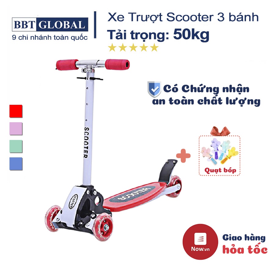 [Mã LIFEM2158 - 12% đơn 250K] Xe trượt scooter 3 bánh cho bé chính hãng BBT Global trẻ em từ 2-8 tuổi KM956A