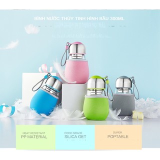 bình nước thủy tinh hình quả bầu 300ml