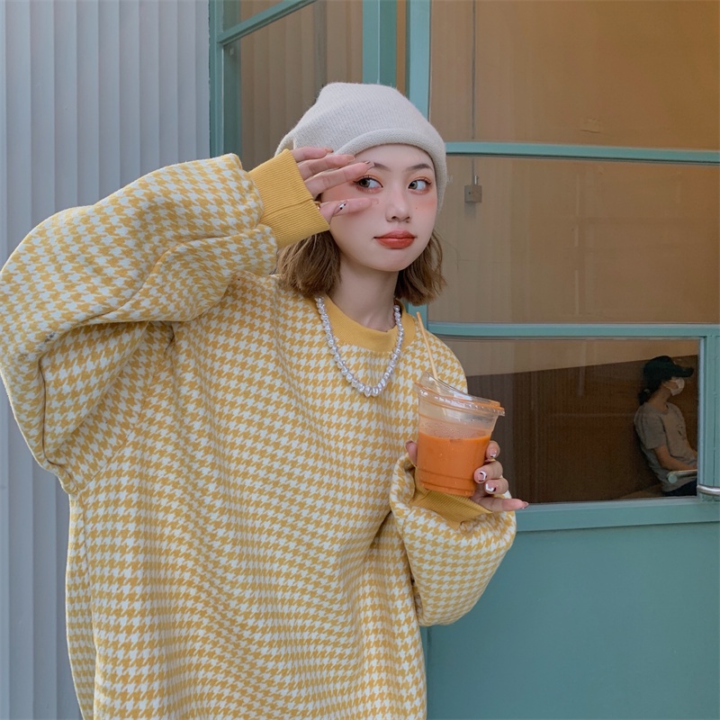 Áo len nữ dài tay cổ tròn thời trang Hàn