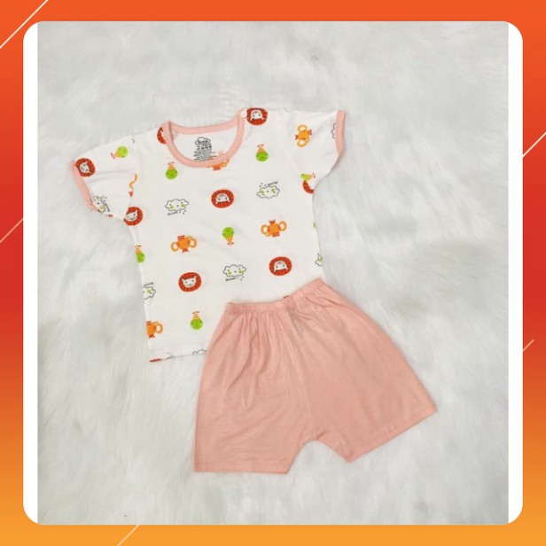 Đồ bộ sơ sinh tay ngắn phối hoạ tiết xinh xắn L&L Kids cho bé 0-12 tháng chất cotton mềm thấm hút mồ hôi tốt