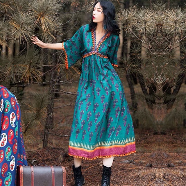Đầm Boho Xanh