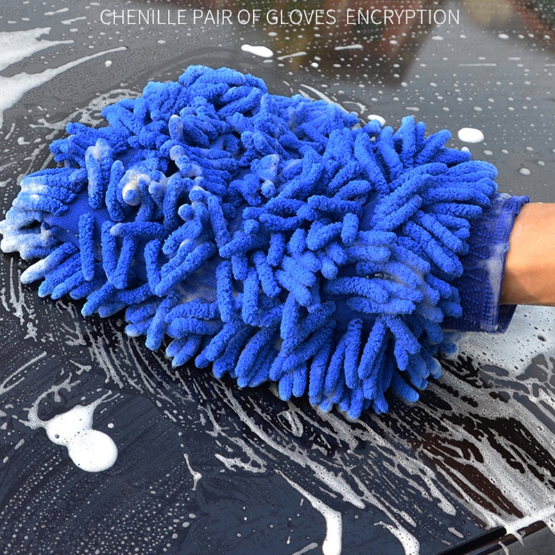 1 Găng Tay Lông Cừu San Hô Hai Mặt Màu Xanh Dương Siêu Mịn Thông Dụng Làm Sạch Xe Hơi