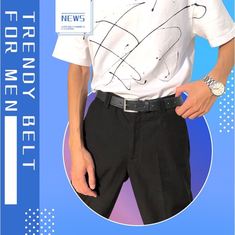 Thắt lưng nam nữ đơn giản BROO thời trang unisex Hàn Quốc, dây nịt lưng ulzzang bản vừa 2.8cm có lỗ bấm