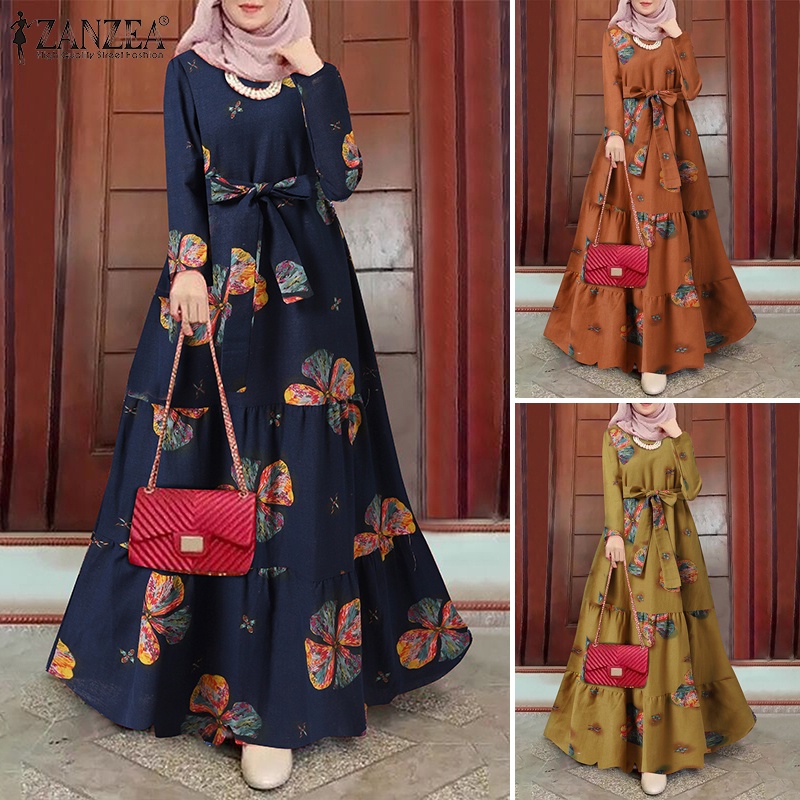 Đầm maxi ZANZEA dài nhiều lớp in họa tiết dành cho nữ