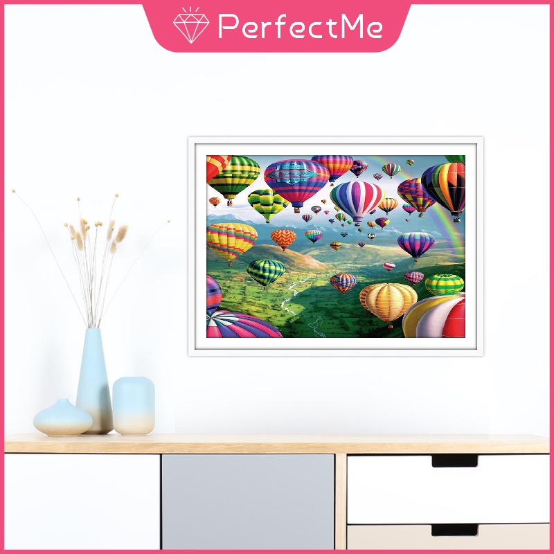 Bộ Tranh Đính Đá 5D Tự Làm Hình Khinh Khí Cầu 40x30cm Trang Trí Nhà Cửa