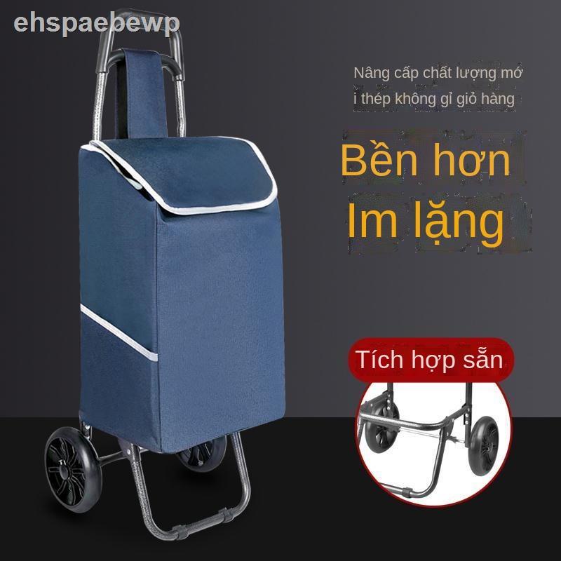 Gia đình xách tay hàng tạp hóa giỏ mua sắm hành lý xe đẩy nhỏ gấp kéo.