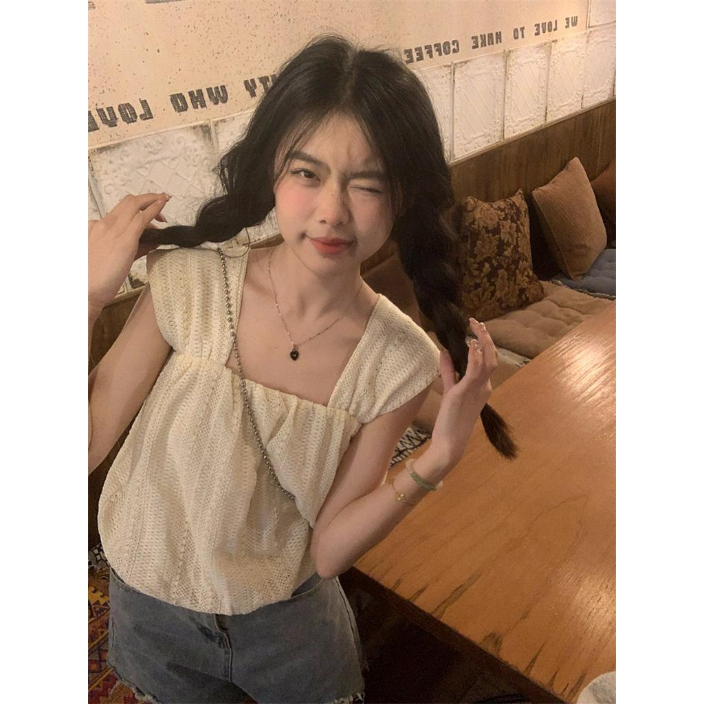 63343 Áo Vest Cổ Vuông Móc Ren Phong Cách Mới