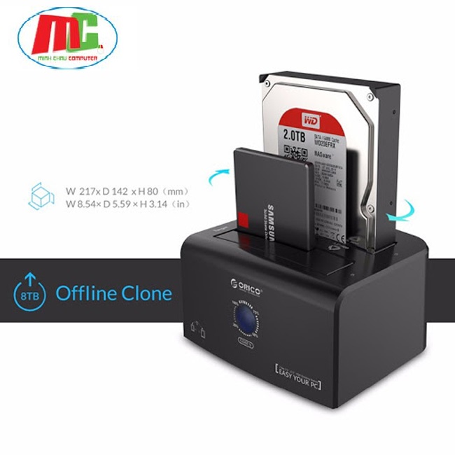 Đế Cắm ổ Cứng Đôi (2 Khe Cắm) cho Ổ 2.5&quot; và 3.5&quot; Chuẩn USB 3.0 Orico 8628US3-C (Hỗ Trợ Clone)