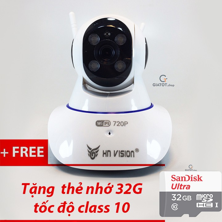 Camera IP Wifi HN Vision 3 râu 4 led 720P - YJ02 tặng thẻ nhớ 32G