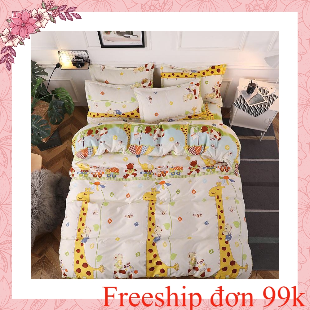 Bộ Chăn Ga Gối Cotton Poly Nhập Khẩu-Hươu Vàng FS