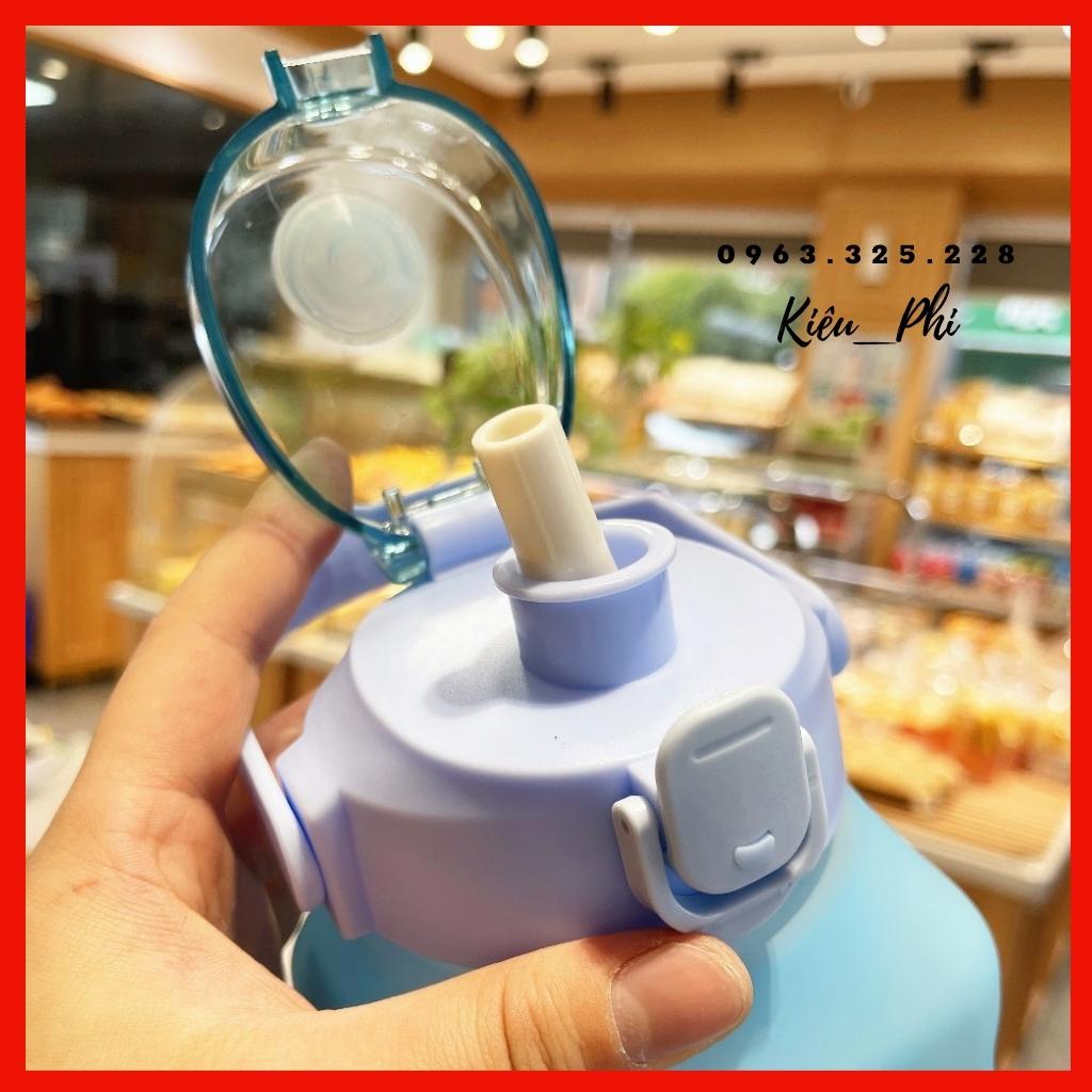 Bình Đựng Nước 1.5L Dễ Thương Có Vạch Báo Giờ Uống Nước Bình nước dành cho người lười uống nước KIỀU PHI