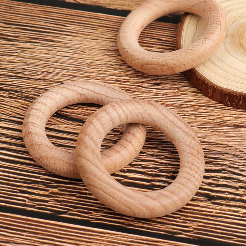 Bộ 5 Vòng Gỗ Sồi Làm Đồ Chơi Ngậm Mọc Răng Cho Bé