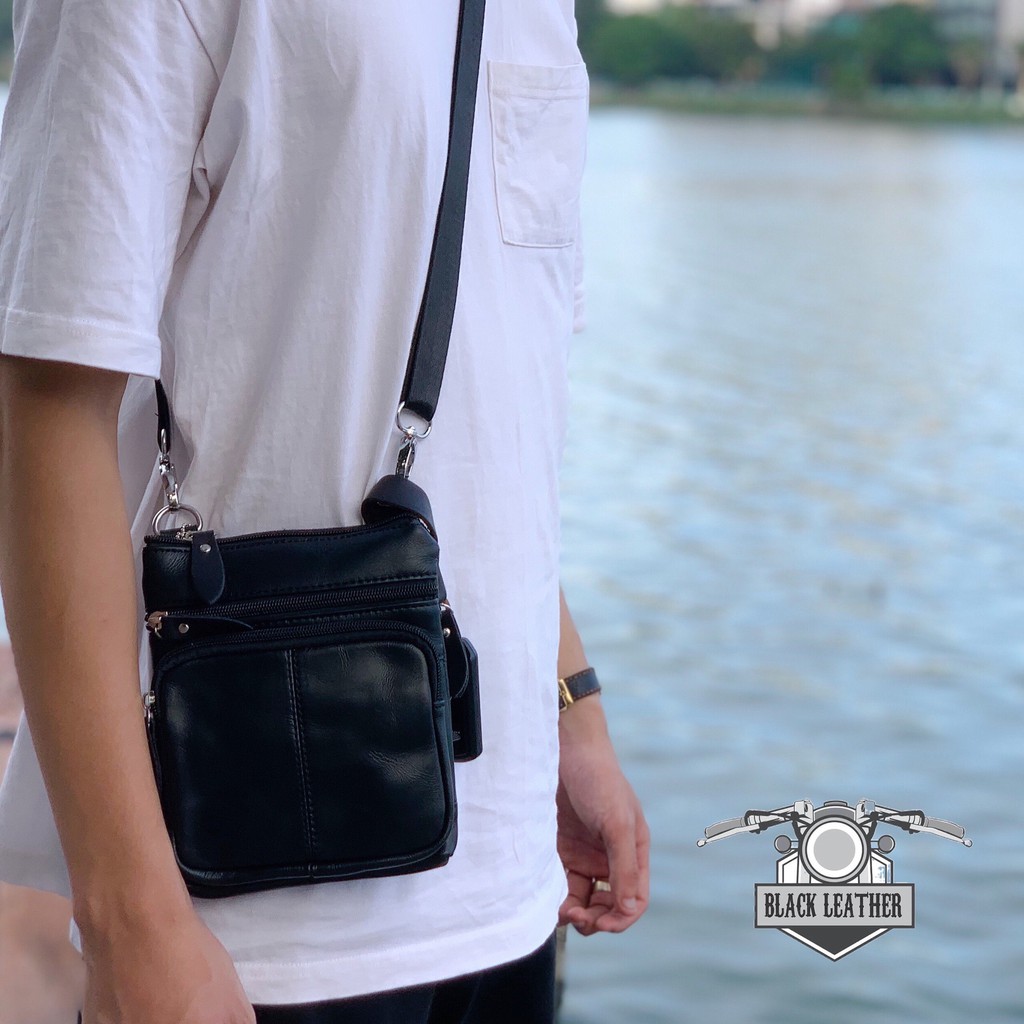 Túi da bò đeo chéo nam Black - 01 | BigBuy360 - bigbuy360.vn