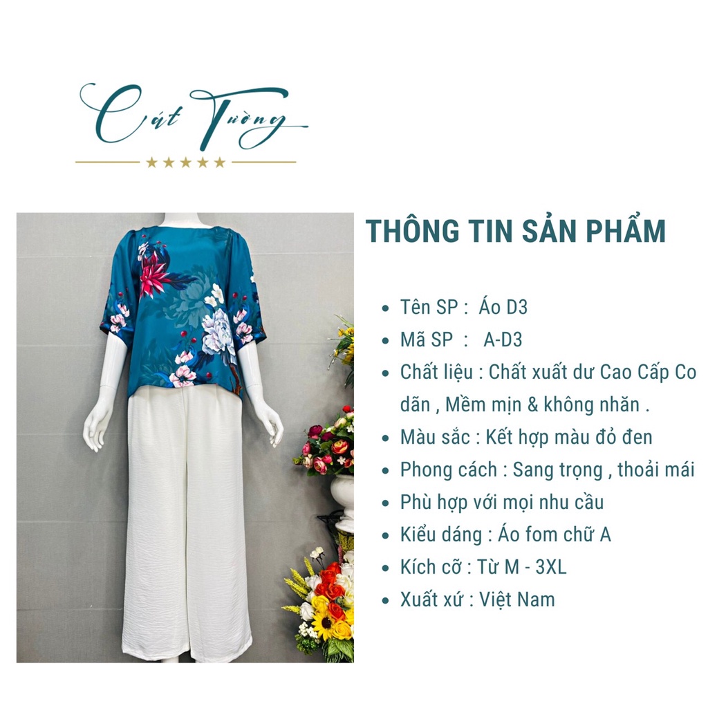 Set bộ trung niên - Áo kiểu , Quần ống rộng cao cấp , trẻ trung , lịch sự - Thời trang Bigsize Cát Tường