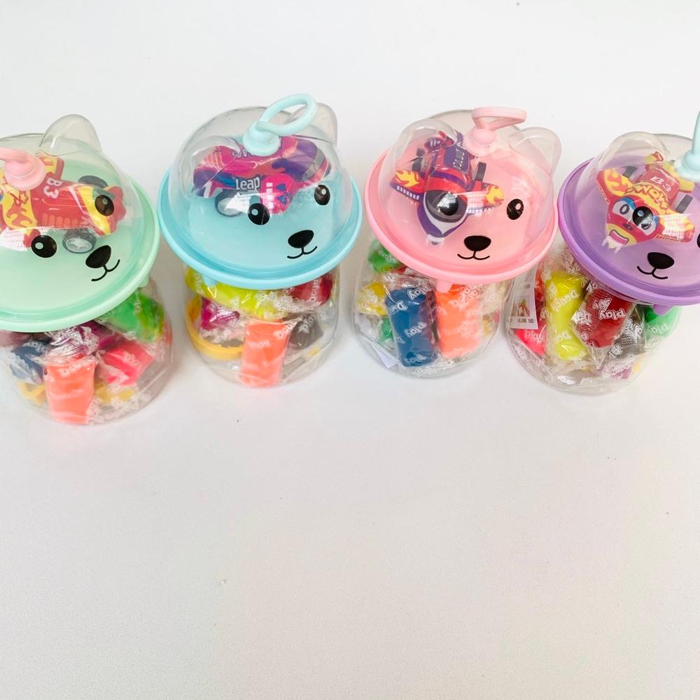 Đất nặn hình gấu cute hộp 12 viên đắt đủ mầu + tặng một xe đồ chơi mini