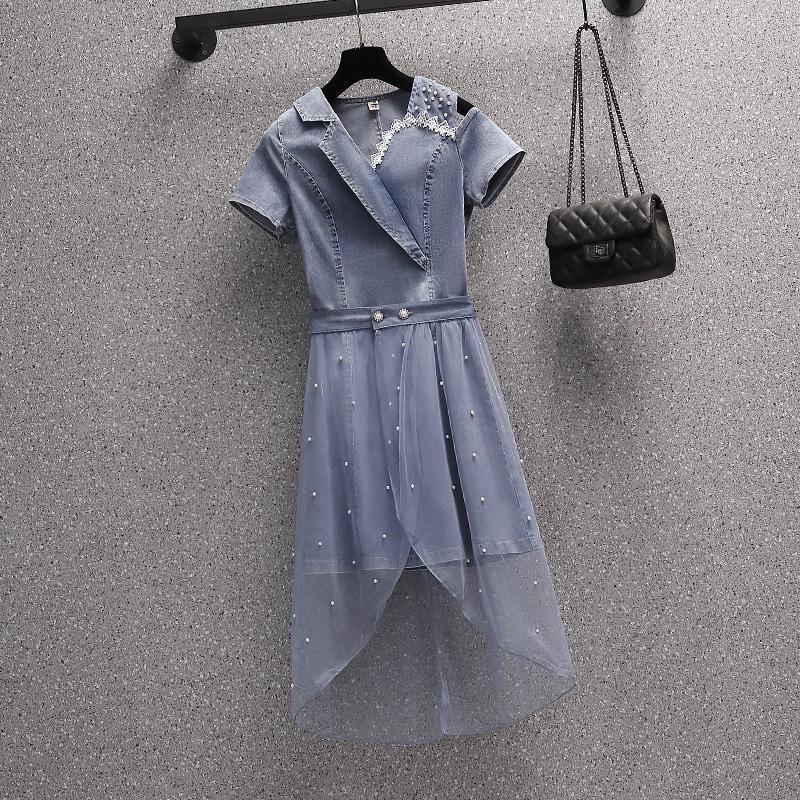 Đầm Denim Plus Size Phong Cách Phương Tây Thời Trang 2022