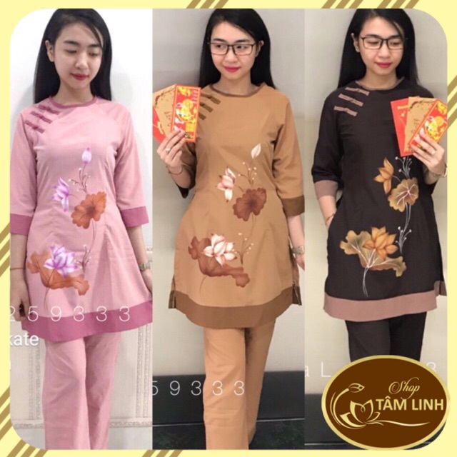 Áo Lam Đi Chùa  Cách Tân Vải Kate Hoa In GIÁ RẺ VÔ ĐỊCH
