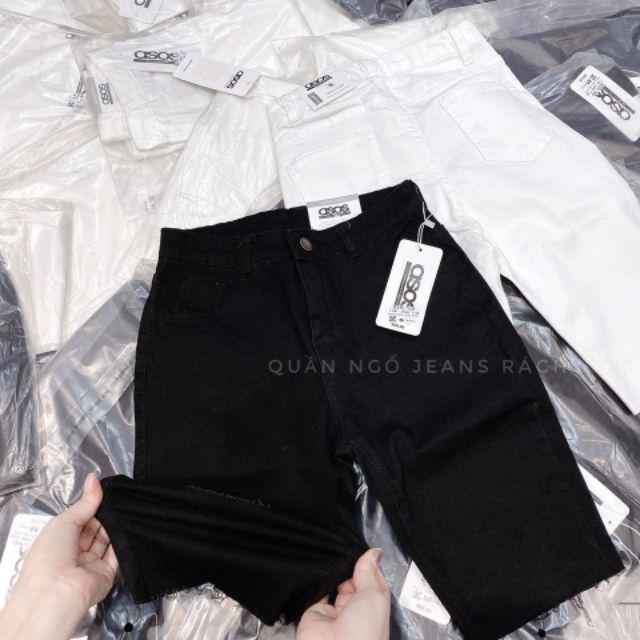 Quần ngố bò giấy 1 cúc Rách Gối - quần short bò jean skinny