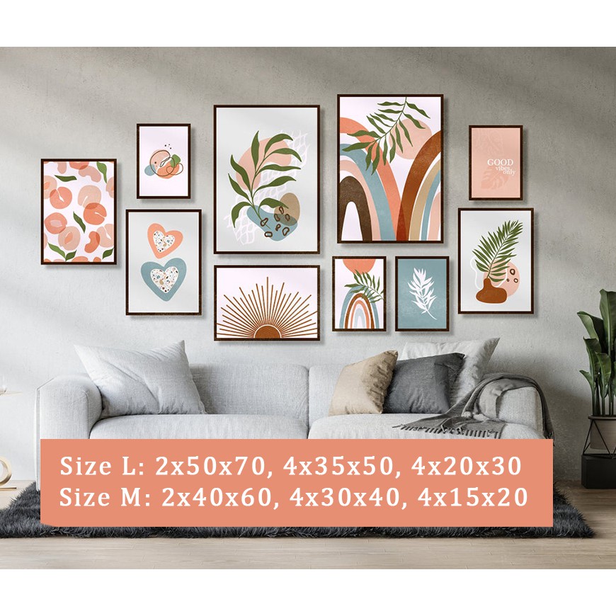 SET 10 TRANH TREO TƯỜNG PHÒNG KHÁCH - 🔥TIỆM TRANH 91🔥 - TRANH CANVAS Bắc Âu, tranh trang trí decor, tặng kèm đinh treo