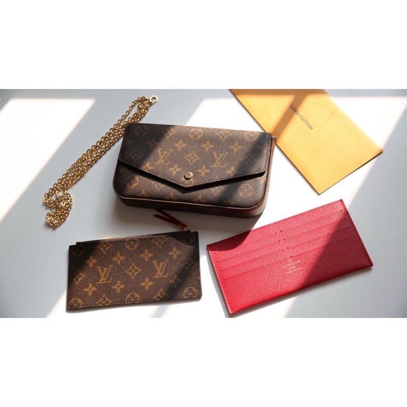 Set LV Felicie fullbox da thật kèm 2 ví 3 màu hoạ tiết đẹp xinh