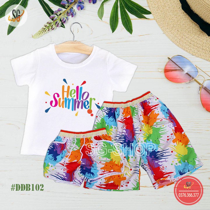 Nguyên Bộ Đi Biển Hello Summer 2 - Đủ Size (DDB102) Áo thun giá sỉ