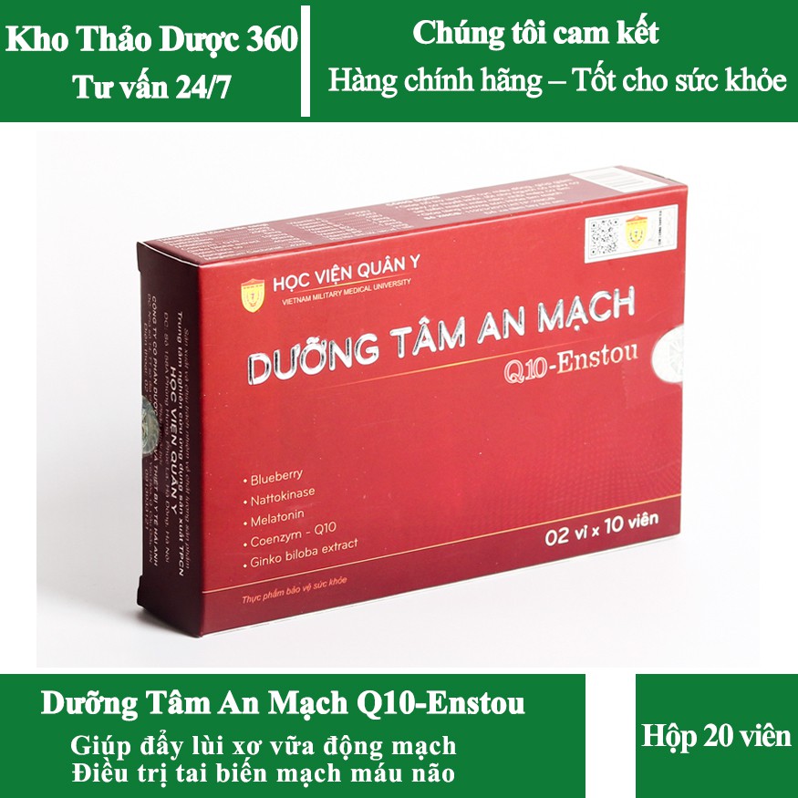Dưỡng Tâm An Mạch Q10 Enstou Học viện Quân Y - Hộp 20 viên | BigBuy360 - bigbuy360.vn