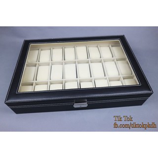 Hộp đựng đồng hồ da 24 ngăn có khóa
