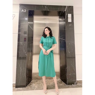 Váy sơ mi lụa kèm đai