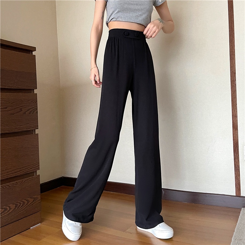 Quần nữ SUXI ống rộng cạp cao màu trơn thời trang mới mùa hè