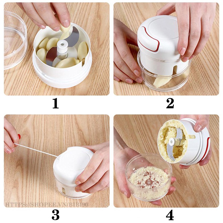 Hộp nghiền gia vị hành gừng tỏi dây rút mini FOOD CHOPPER