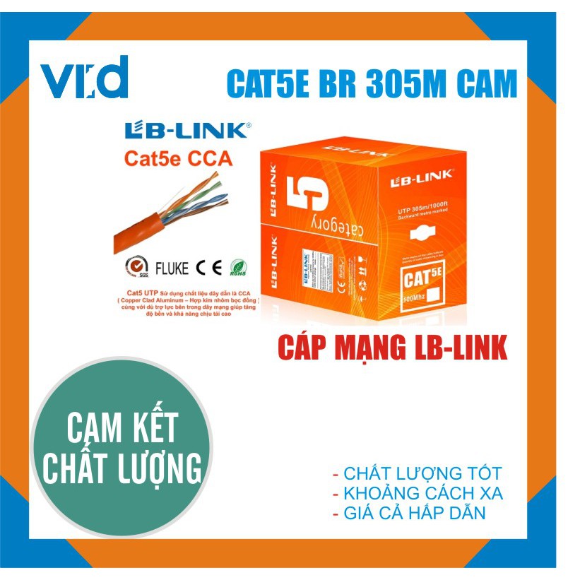 Cuộn cáp mạng LB-LINK cat5 CCA BR 305m (Cam)