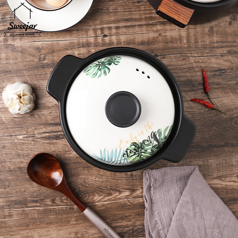 SWEEJAR Nồi gốm  nấu súp chịu nhiệt cao 2.5L/ 3.5L