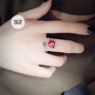 Nhẫn hồ ly bạc s925 đá phong thuỷ màu đỏ-MTJ