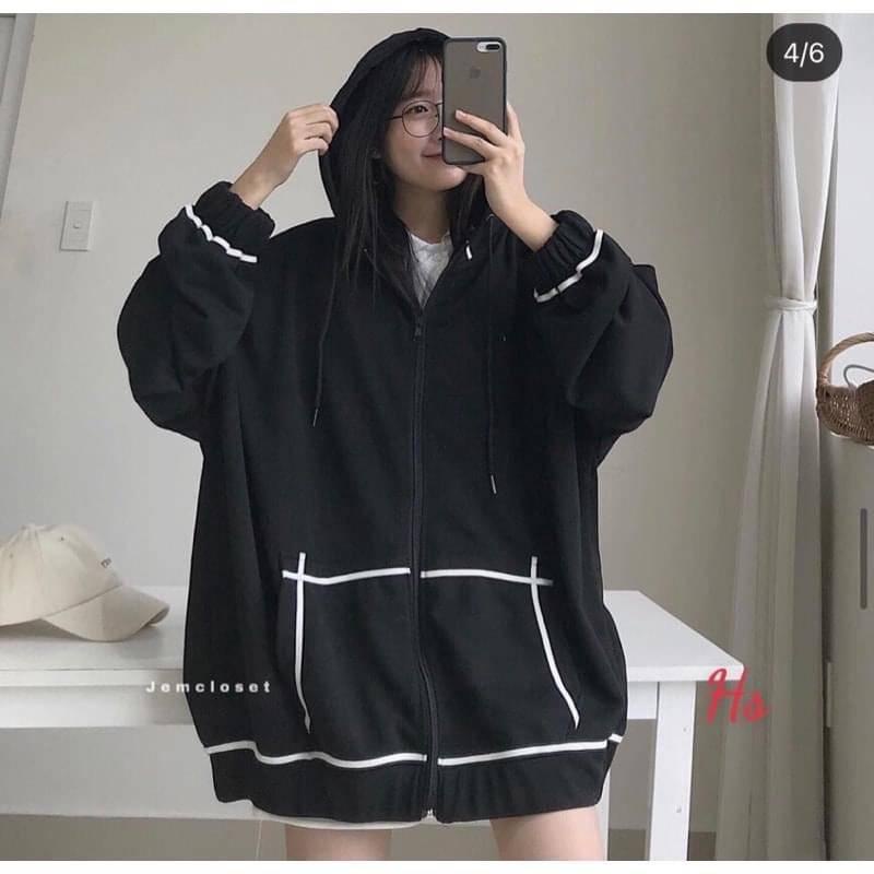 Áo khoác nỉ hoodie nữ form rộng có dây kéo cute hàn quốc unisex dài tay CaMa Store AN28 | BigBuy360 - bigbuy360.vn
