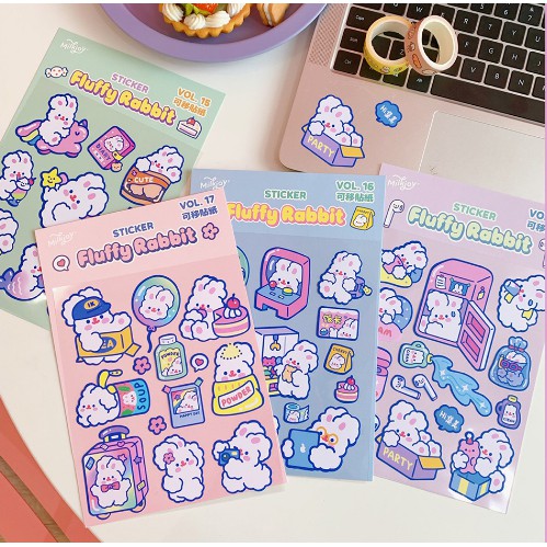 Sticker DIY Dán Trang Trí Thủ Công Cho Điện Thoại/Nhật Ký Hình Thỏ Đáng Yêu - Văn Phòng Phẩm Sáng Tạo