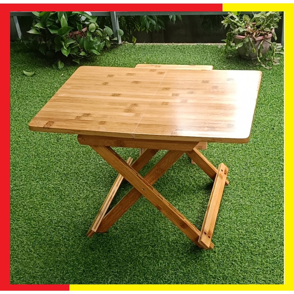 Bàn Mini Gấp gọn Tiện Dụng đi Du lịch, Dã ngoại, Câu cá.. Làm bằng thanh Gỗ Tre ép an toàn