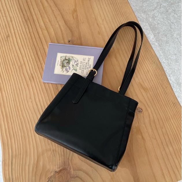Túi tote da đeo vai da trơn cúc bấm 2 bên vừa A4 cực xinh