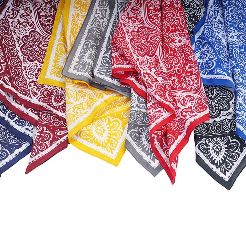Khăn Bandana Vuông 58x58cm Vải Cotton In Họa Tiết Thổ Cẩm / Hình Học Phong Cách Hàn Quốc Cho Nữ